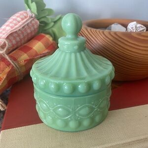 Vintage Jadeite Glass Trinket Dish with Lid